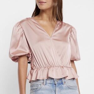 Express Satin Peplum Thong Bodysuit